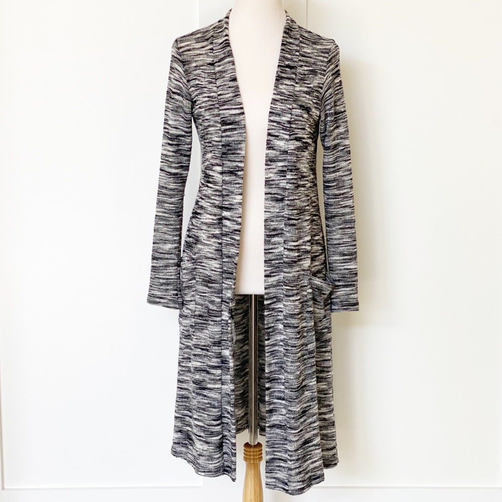 Long cardigan size medium black white and grey